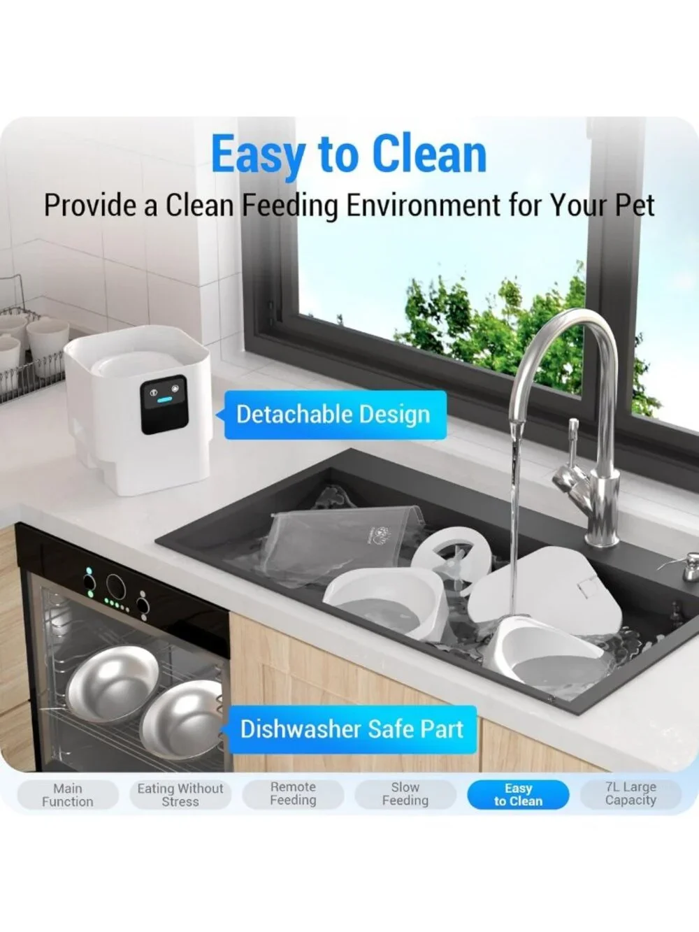 Automatic Cat & Dog Feeder for 2 Pets, WiFi Control, Slow Feed, Easy Clean, 29